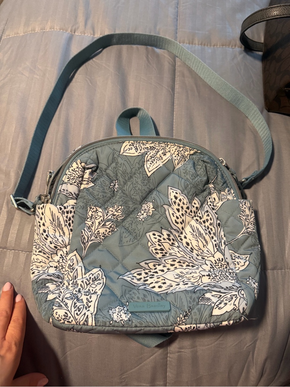 Vera Bradley Blue Floral Quilted Crossbody Bag